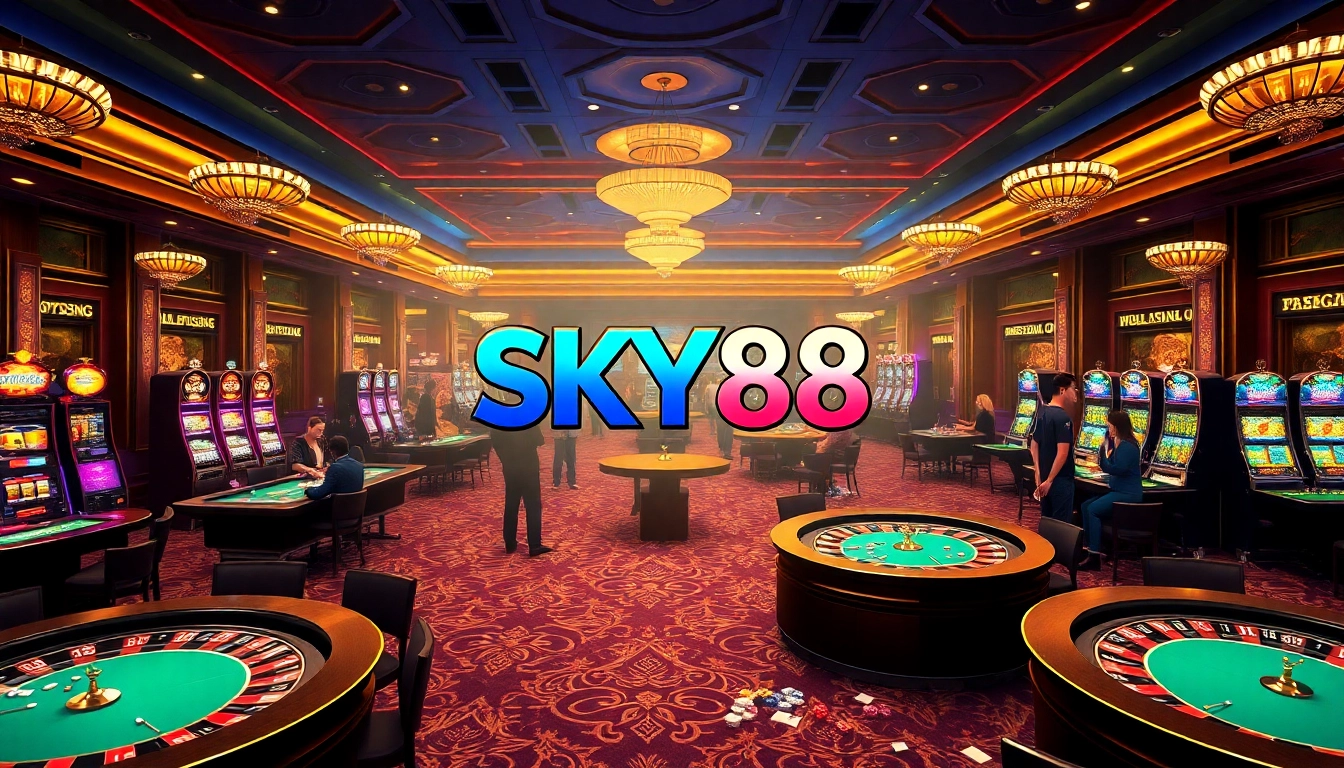 Experience excitement at SKY88 casino with vibrant tables and players enjoying thrilling games.