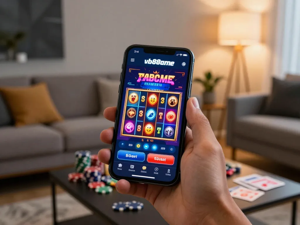 Engaging gameplay action on the vb88game app with a smartphone displaying colorful slots.