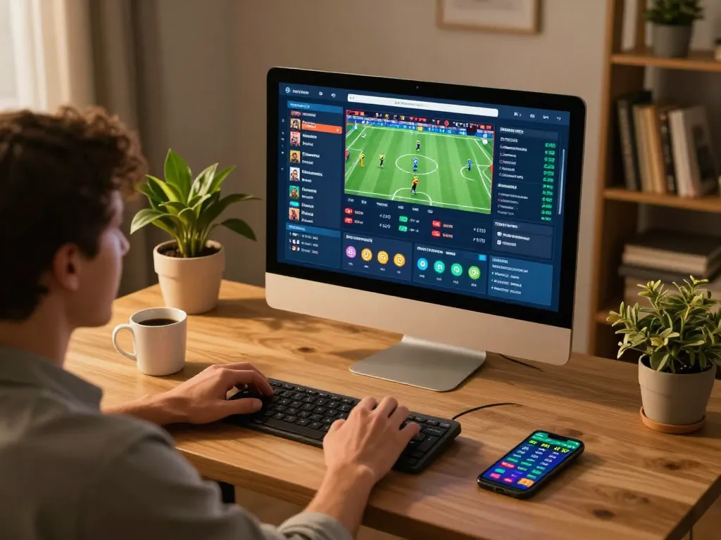 Engaging in sports betting on Fun88 com with a computer and smartphone for live odds