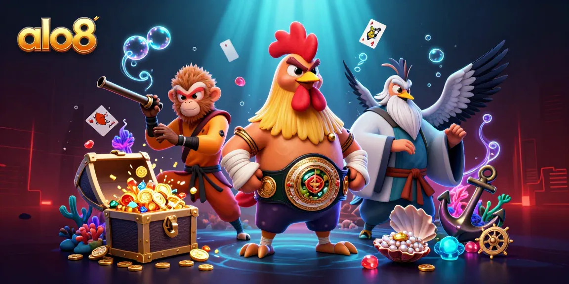 Engage with alo8's exciting gaming scene featuring a Muay Thai champion and characters amidst casino elements.