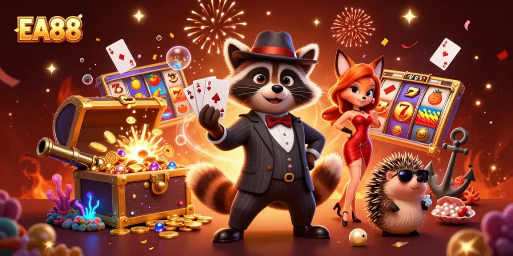 EA88 engaging players with a winning royal flush as they explore slot treasures.
