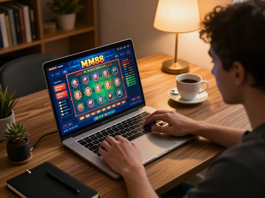 Engaging gaming experience at MM88's online casino with player strategizing bets