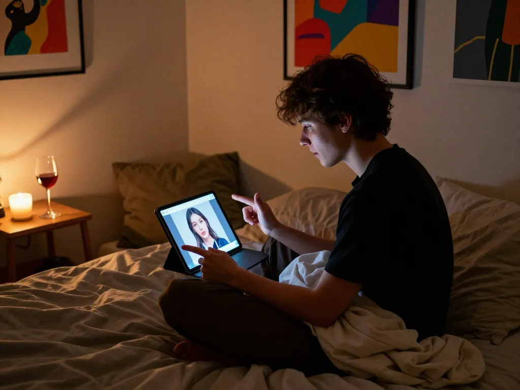 Explore ai nsfw interactions in a cozy bedroom with virtual characters