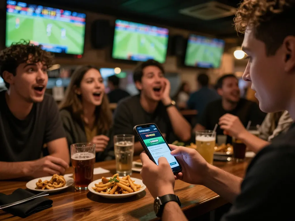 Engaging with live betting on the ONE88 APP at a lively sports bar