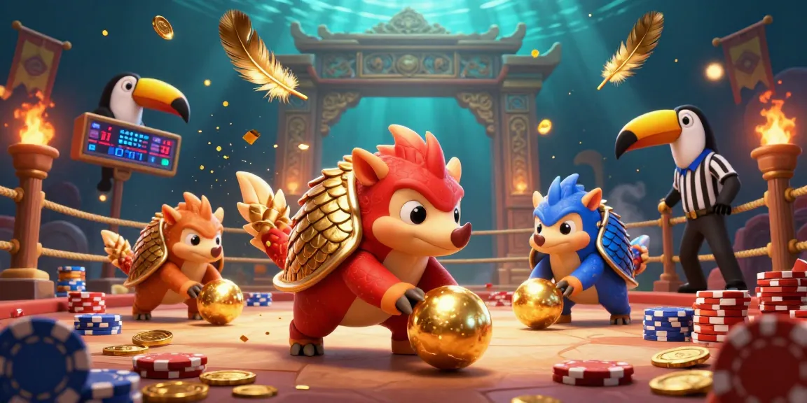 Experience the excitement of fabet9 as double pangolins roll through poker chips in a vibrant casino scene.