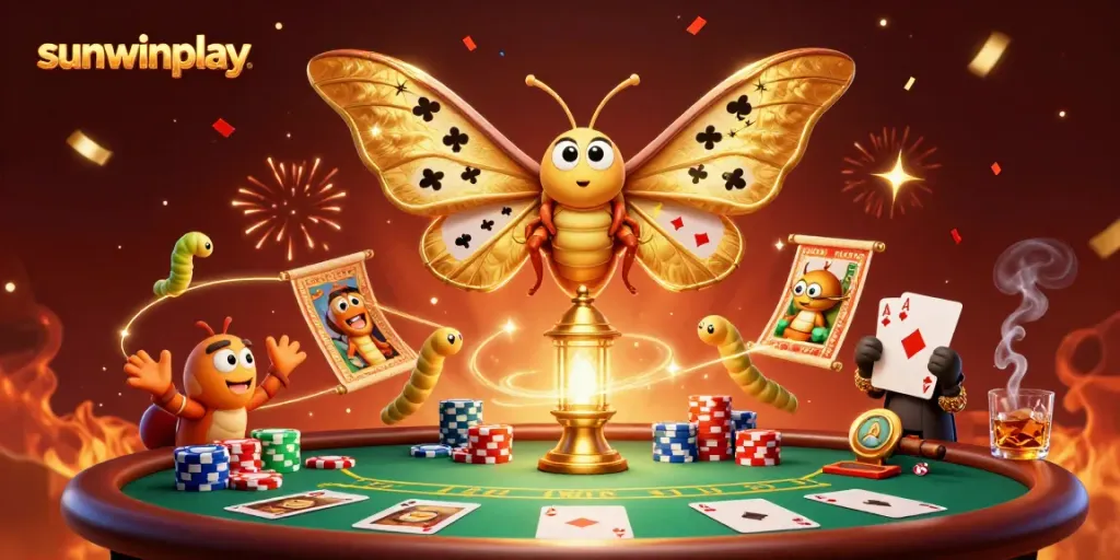 Experience the thrills at sunwinplay with a vibrant casino scene featuring the colorful atlas moth and rich gaming elements.