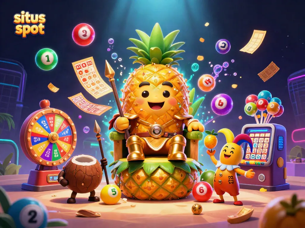 Experience the excitement of situs slot online with vibrant colors and energetic characters showcasing a lively casino atmosphere.