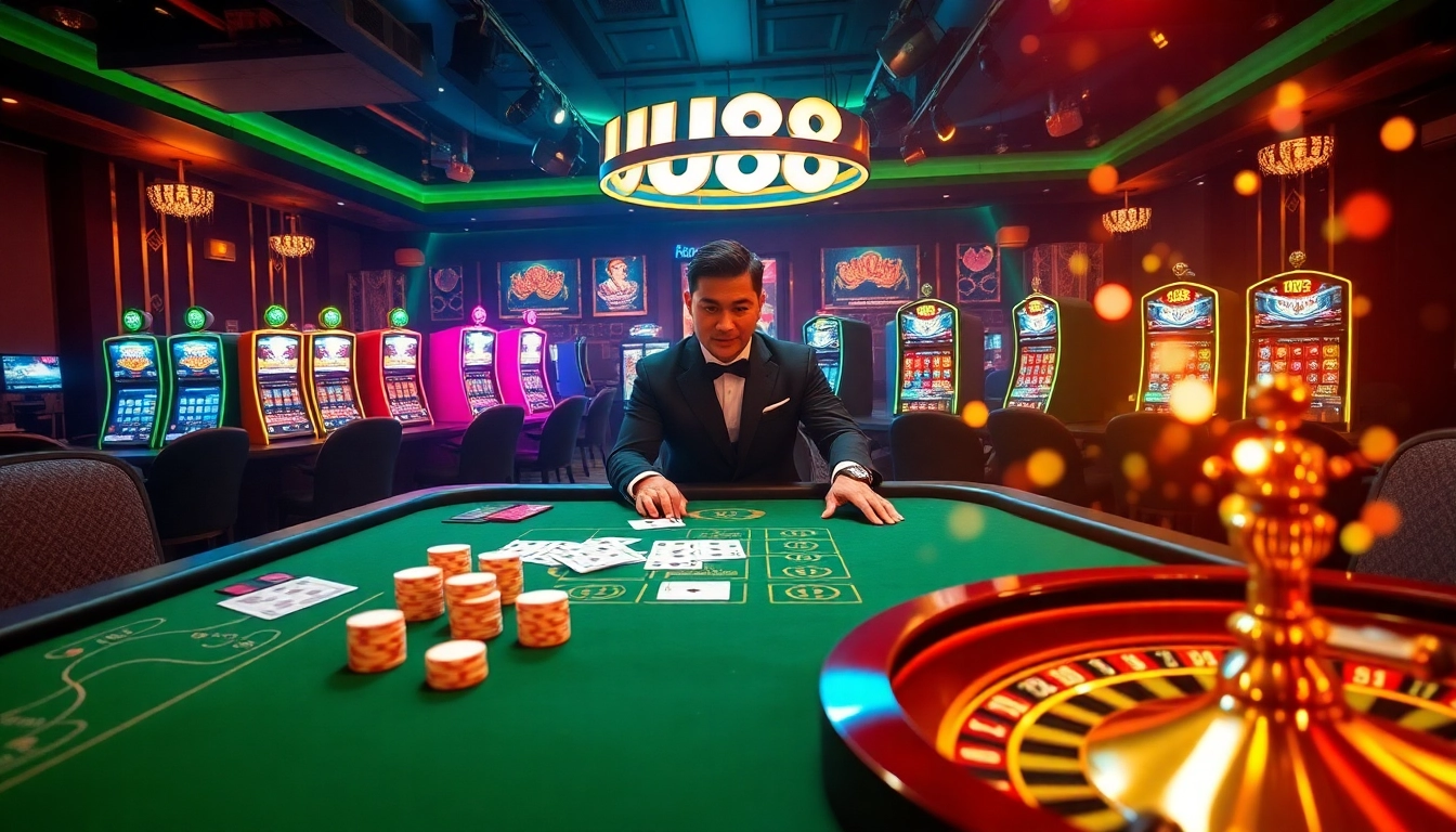Experience exciting gaming action at UU88's luxurious casino tables with professional dealers.