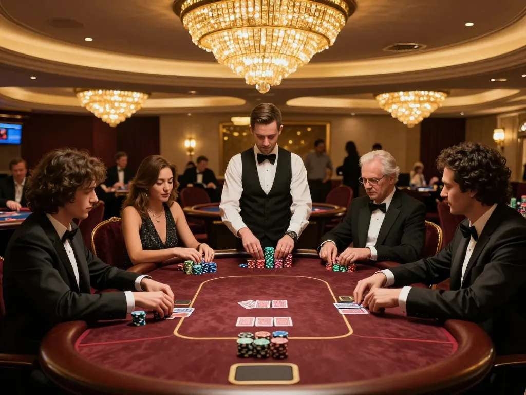 High-stakes poker gameplay at a luxurious VIP table in 33winwood casino.