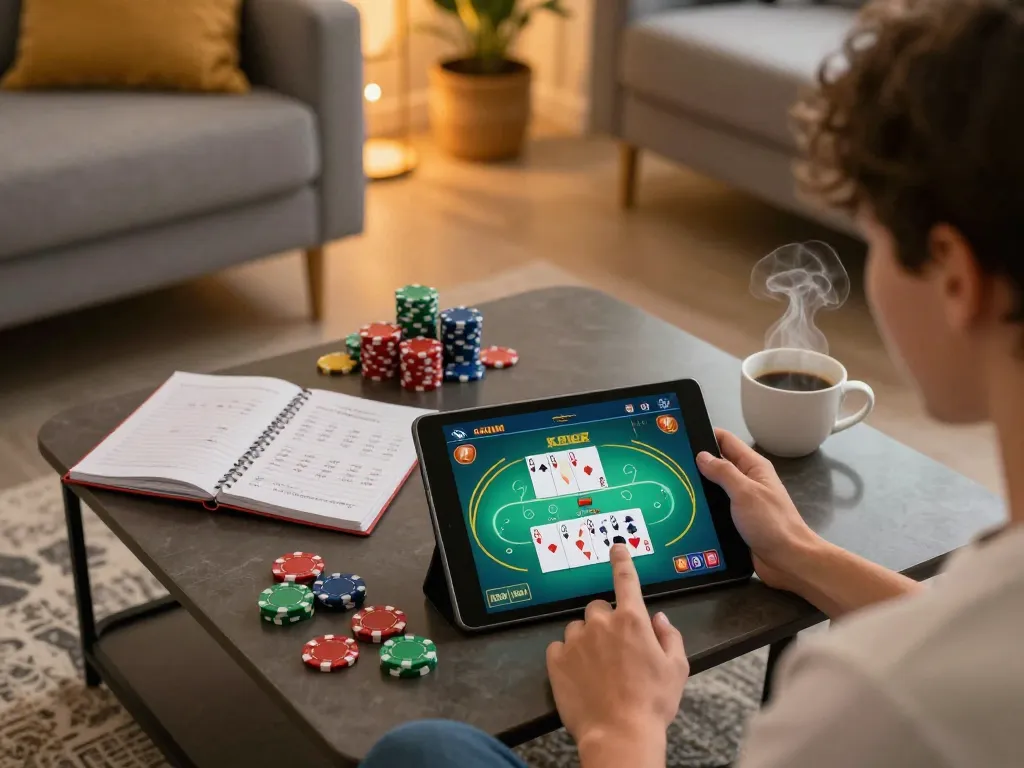 Engaging online gaming moment with rr88me platform showcasing poker excitement at home.