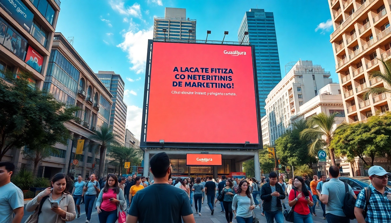 Publicidad atractiva en cartelera urbana agencia de marketing digital en Guadalajara, mostrando la vibrante vida de la ciudad.