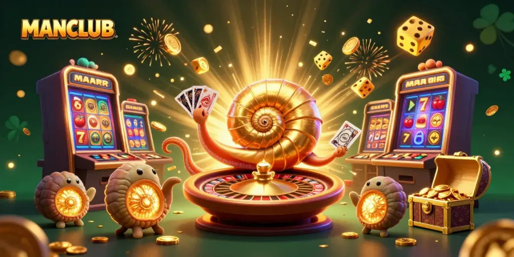 Spin the MANCLUB roulette with ancient nautilus and vibrant casino elements for a winning experience.