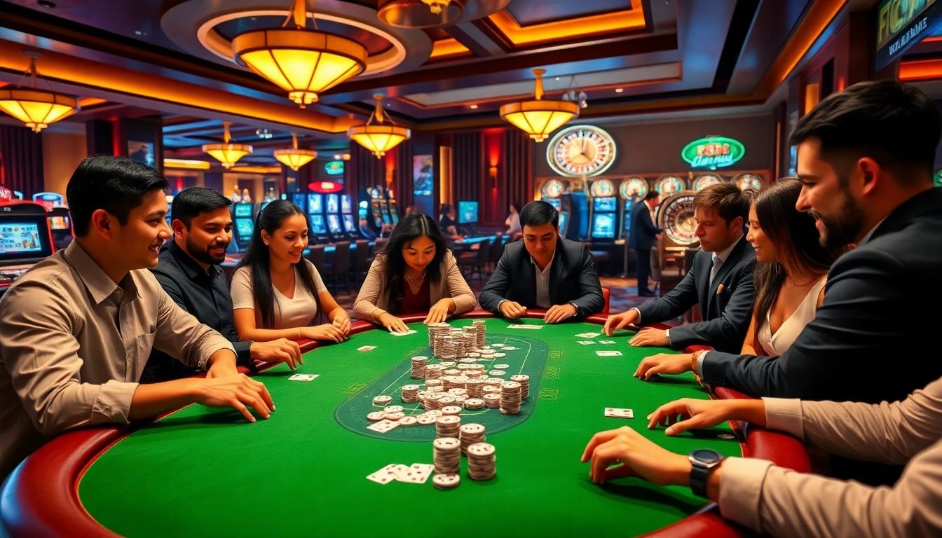 Enjoying a thrilling poker game at FC88 – a luxurious gambling experience.