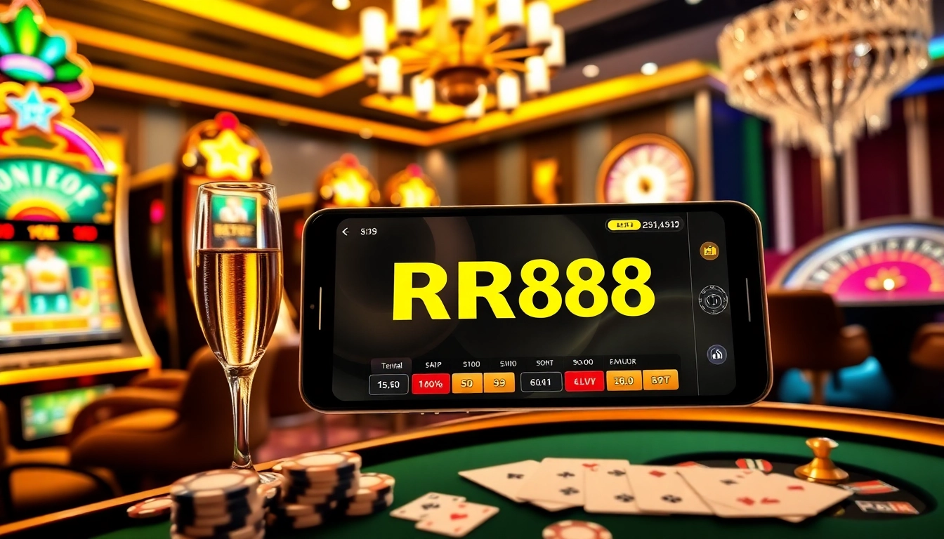 Experience the excitement of online gambling with the RR88 APK in a vibrant casino environment.