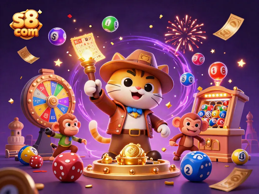 Experience winning moments at s8 com with a vibrant multi-character casino adventure illustration.