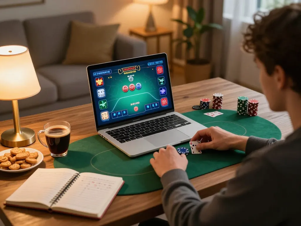 Engaging in LLwin's online poker gameplay while enjoying a cozy atmosphere at home