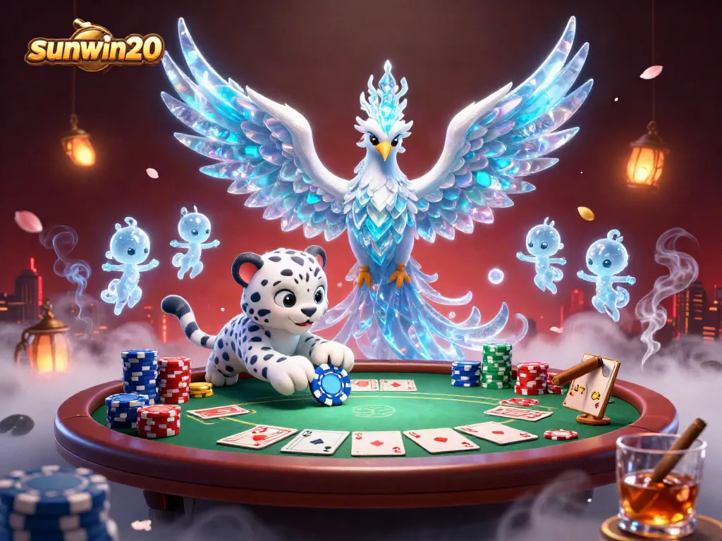 Experience thrilling tabletop action at sunwin20 featuring lively ice characters in a vibrant casino scene.
