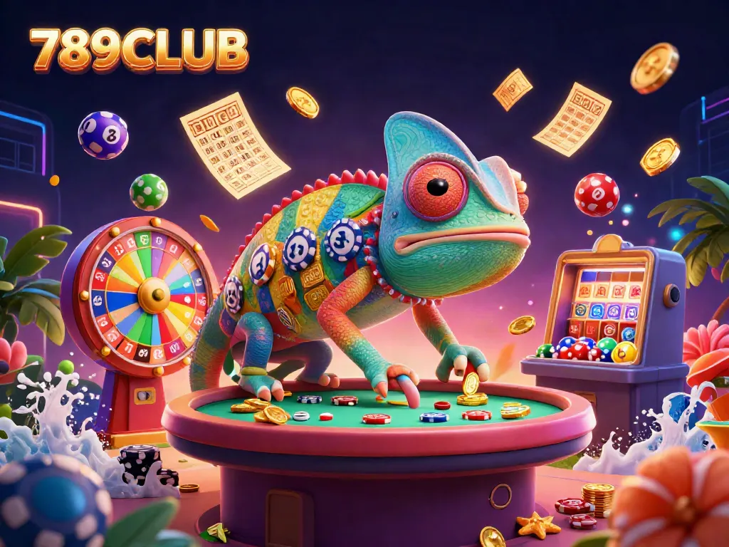 Experience the colorful excitement of 789CLUB with vibrant animations of casino games and rich characters.