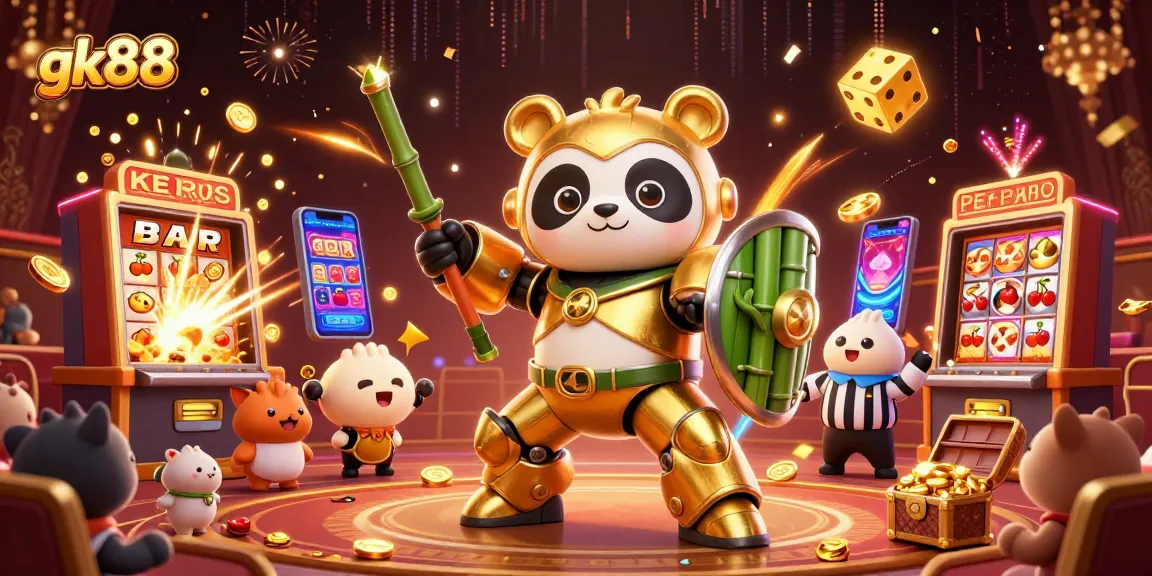 Spin to win with the gk88 slot experience featuring vibrant 3D visuals of jackpot and gaming elements.