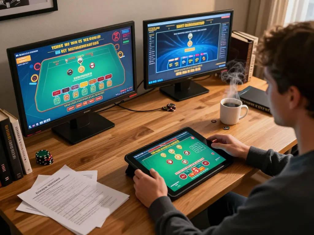 Person engaging with live dealer games on DA88 platform, showcasing strategic online gambling experience.