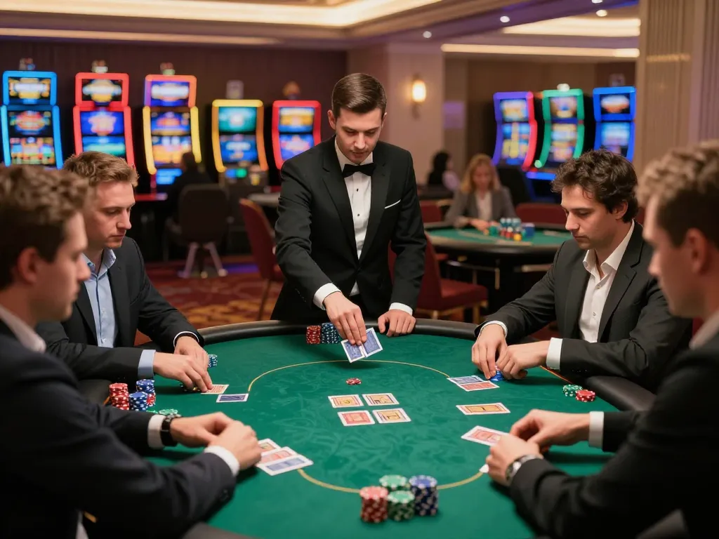 Players engage in a thrilling poker game at VUA88SSS casino, showcasing strategic gameplay and high stakes.
