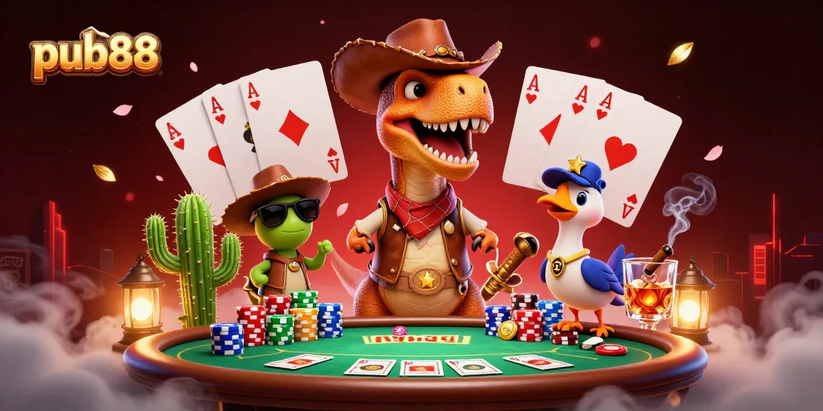 Experience thrilling action in PUB88 with a colorful poker scene featuring vibrant characters.