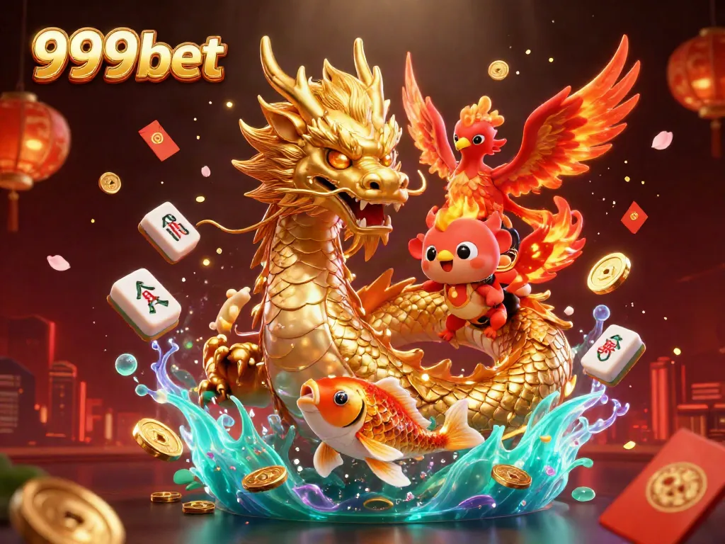 Experience thrilling wins with 999bet in an immersive 3D casino world featuring dragons and phoenixes.