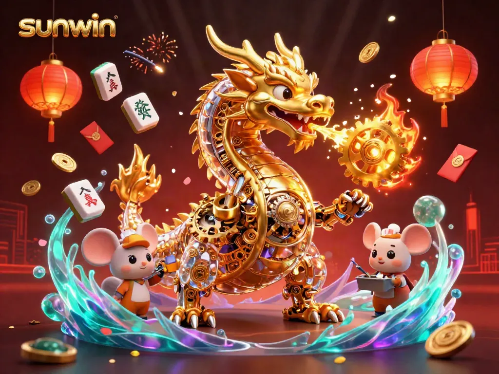 Experience thrilling gameplay with sunwin’s captivating dragon scene featuring a golden dragon and festive elements.