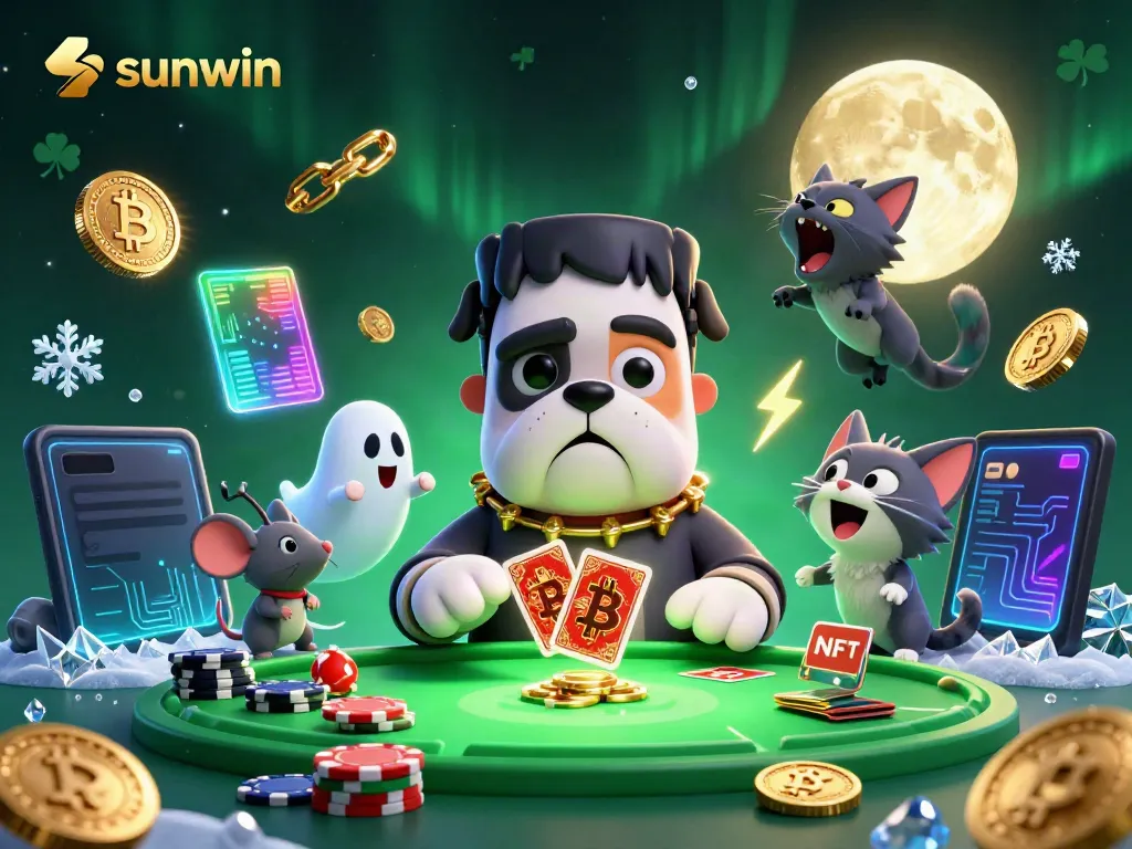 Experience thrilling gameplay at Sunwin with a monster dealer and ghostly chips at an epic casino scene.