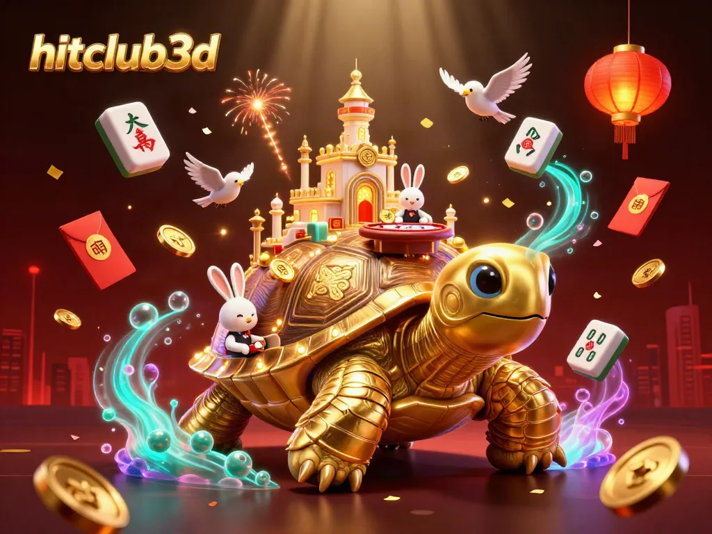 Join the excitement with hitclub3d as golden tortoises and a rabbit dealer animate a vibrant casino scene!