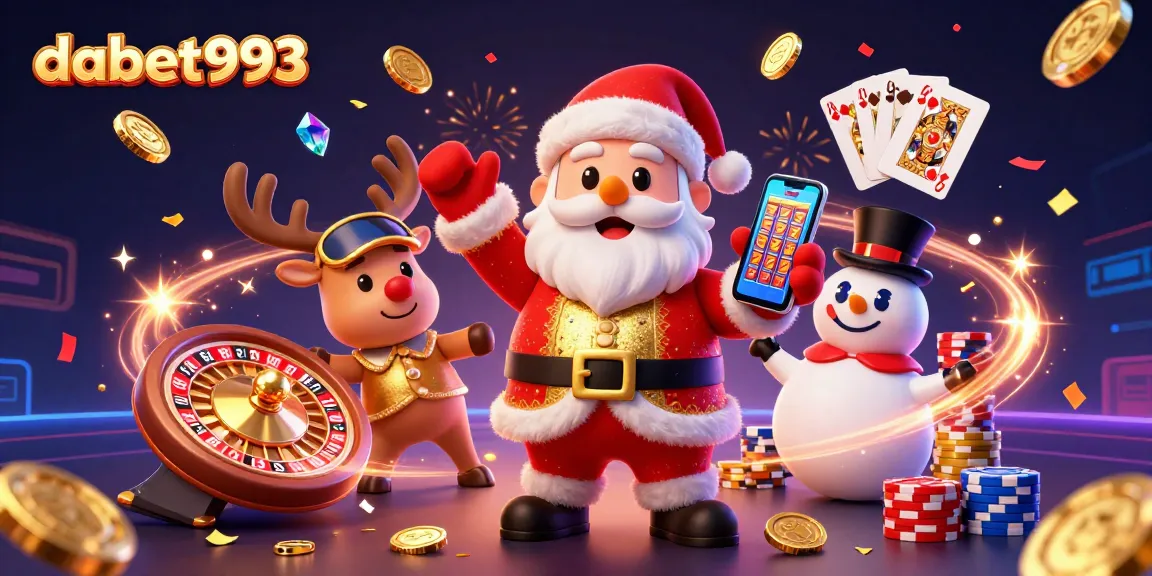 Play slots and win big at dabet993 with festive characters in a vibrant casino scene.