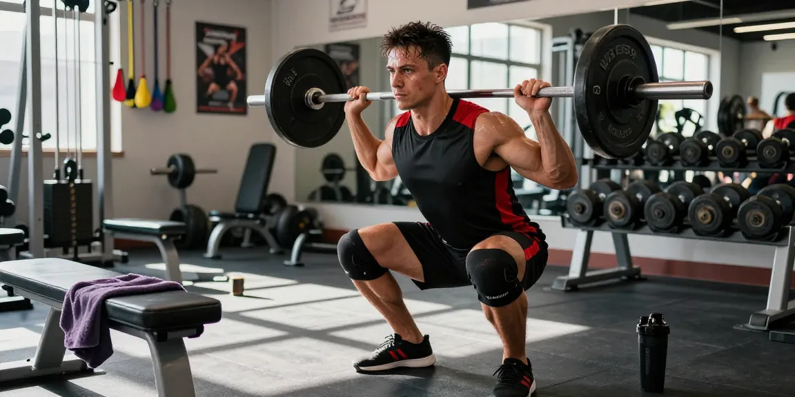 Strong bodybuilder performing squats at the gym with Prime Pharma Steroiden for effective workouts.