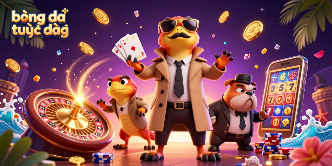 Experience bóng đá trực tiếp in a vibrant 3D scene filled with casino elements and thrilling action.