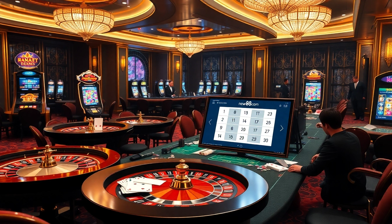 Engage in thrilling gameplay at new88.com with vibrant casino tables and exciting gambling action.