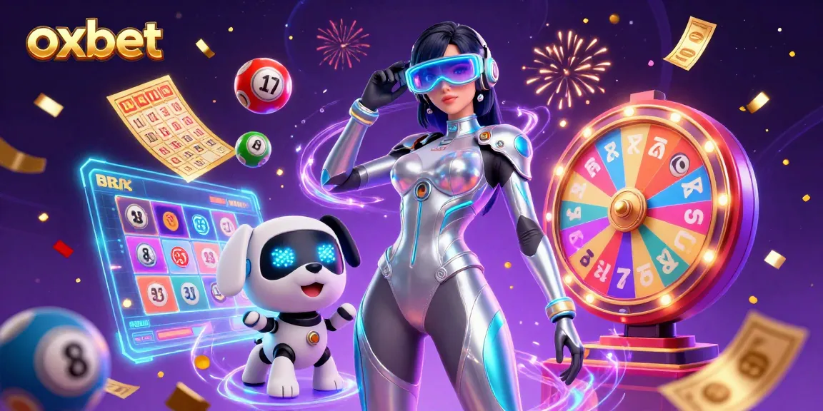 Experience thrilling gaming at OXBET casino with vibrant lottery elements and futuristic designs.