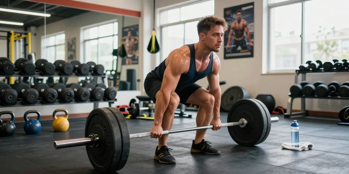 Bodybuilder lifting weights in a modern gym showcasing Prime Pharma Steroiden.