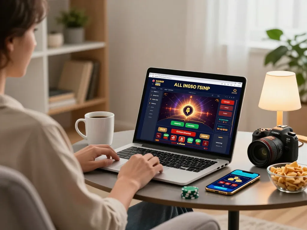 Person engaged in online Five88 gameplay on laptop in cozy home setting.