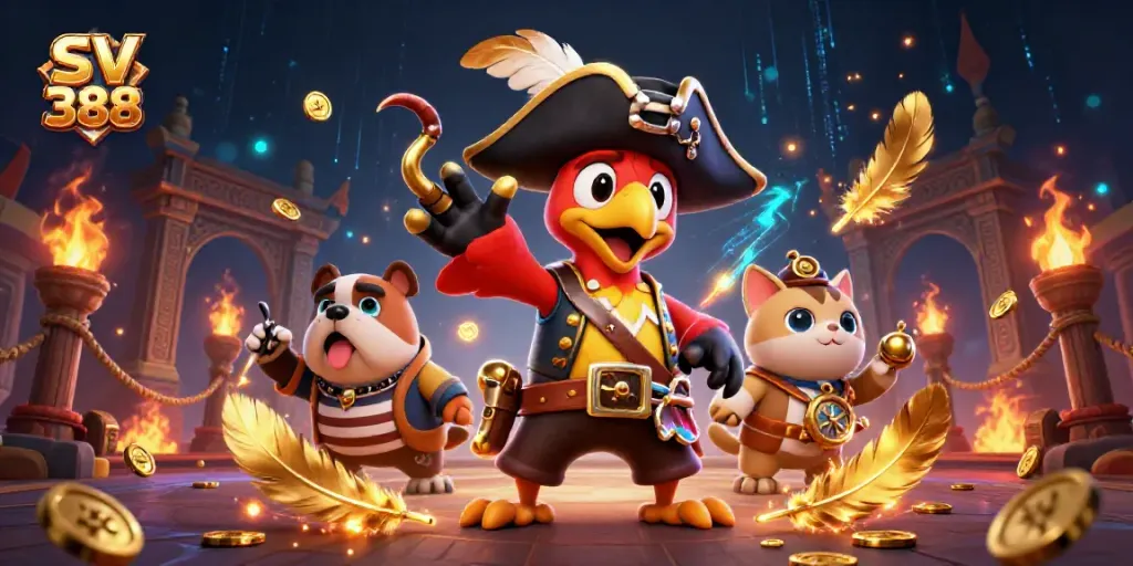 Spin the reels and win big at SV 388 with exhilarating gambling adventures, showcasing vibrant 3D characters in action.