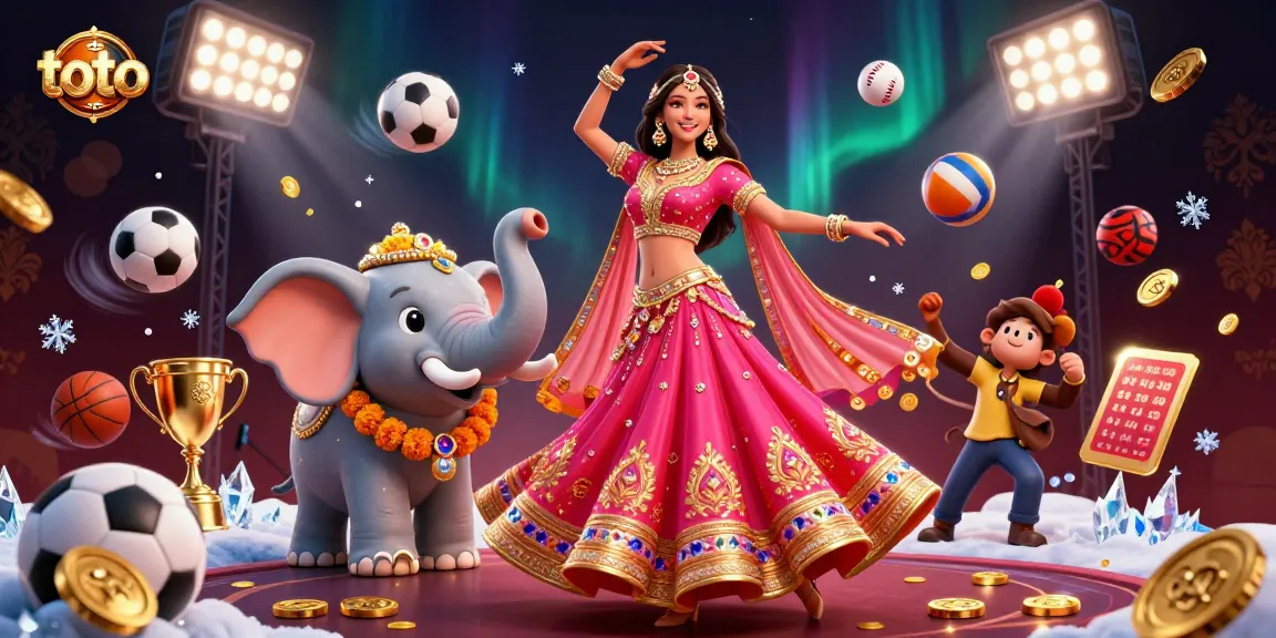 Engage with toto-themed casino excitement featuring a glamorous Asian woman and her elegant elephant companion.