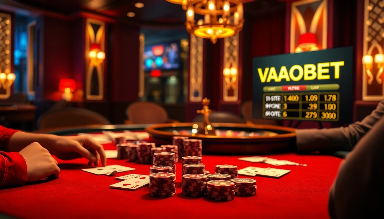 Join the high-stakes excitement of VAOBET with thrilling poker gameplay at a luxurious casino.