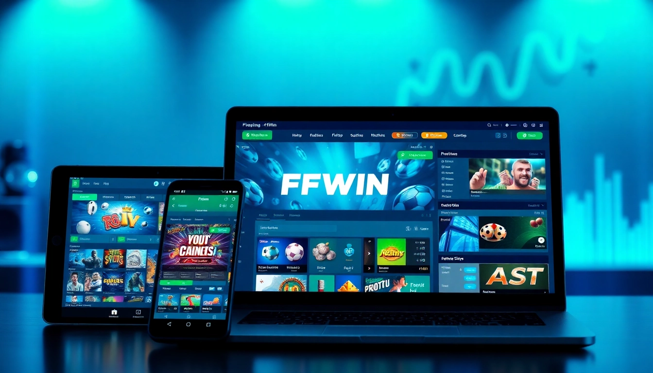 FFWIN online betting platform interface highlighting diverse gaming options with a modern design.