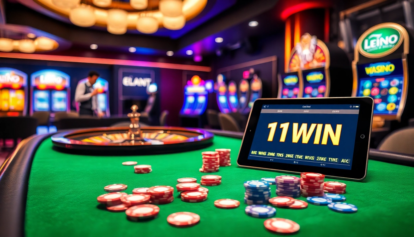 Experience the thrill of gaming at 11WIN with vibrant casino visuals and exciting table games.