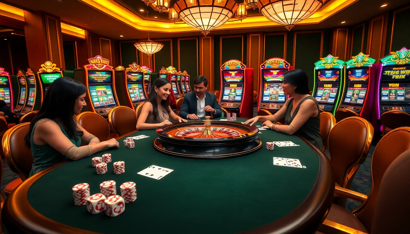 Experience thrilling gameplay at https://da88.bot/ with poker chips and roulette in a luxurious casino setting.