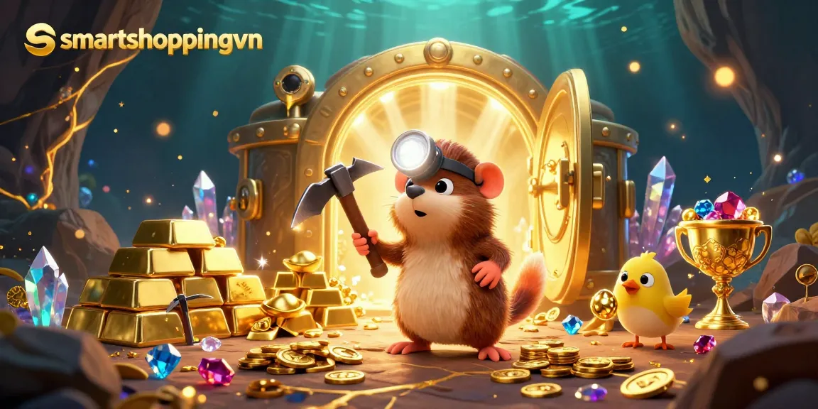 smartshoppingvn players can uncover treasures in a vibrant 3D casino adventure scene filled with gold and gems.