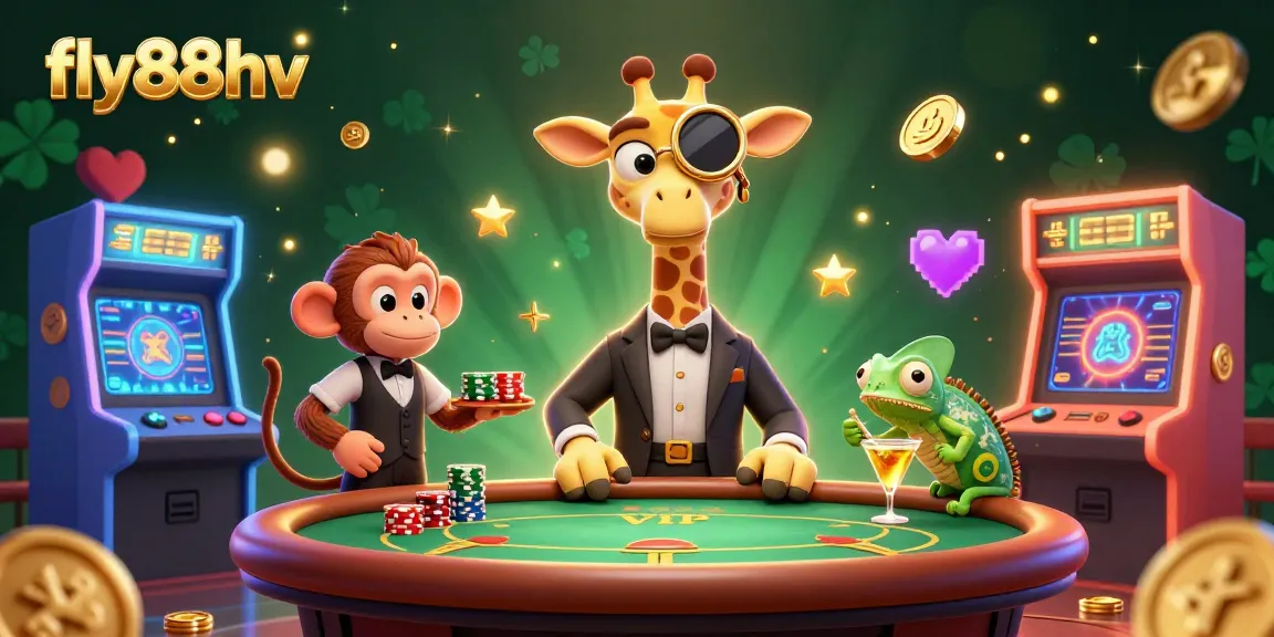 Experience thrilling gameplay at fly88hv with a high-roller giraffe, monkey valet, and chameleon bartender.