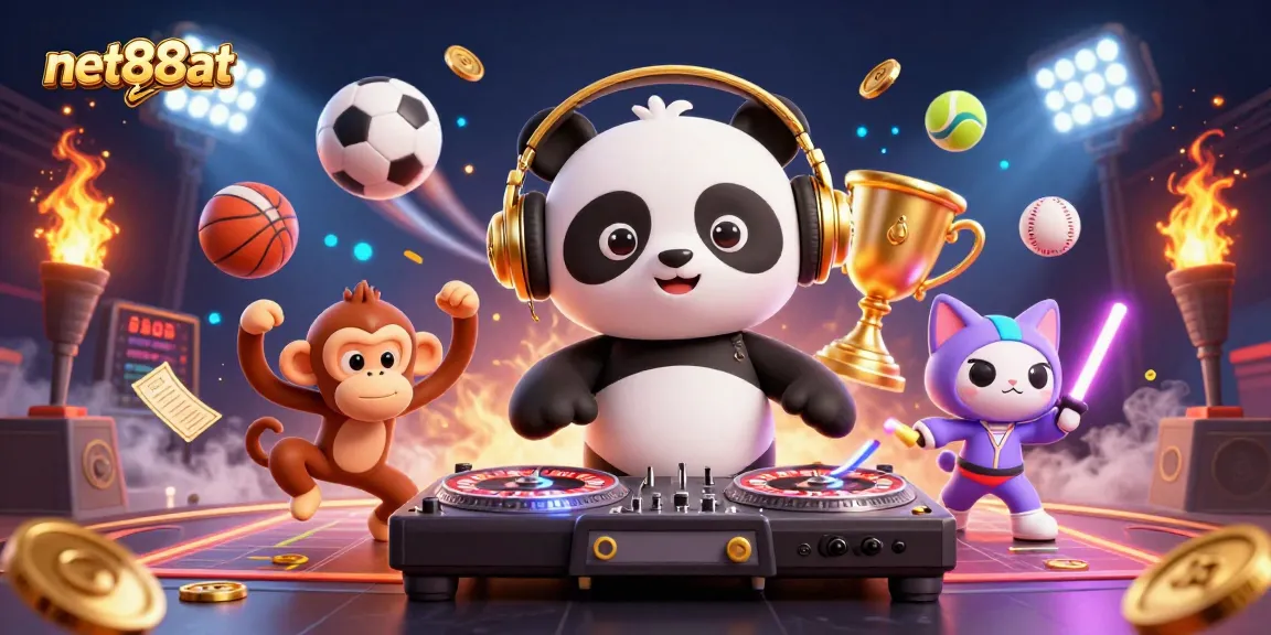Experience thrilling gameplay with net88at’s vibrant casino illustration featuring lively characters and gaming elements.