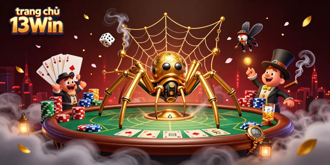 Join the thrill at trang chủ 13Win with stakes high at the poker table surrounded by vibrant casino elements.