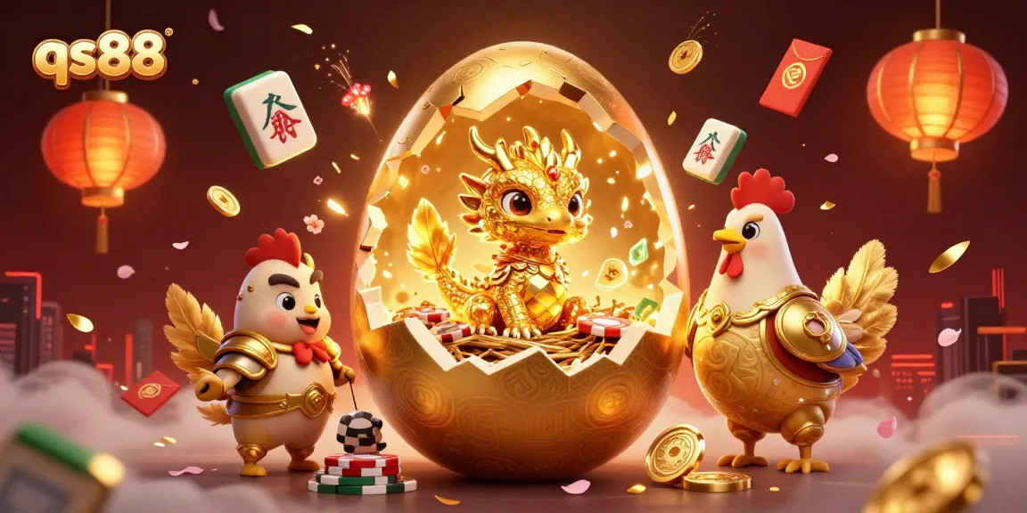 Bet big and win with qs88 as a colossal golden egg reveals treasures and dragon luck.
