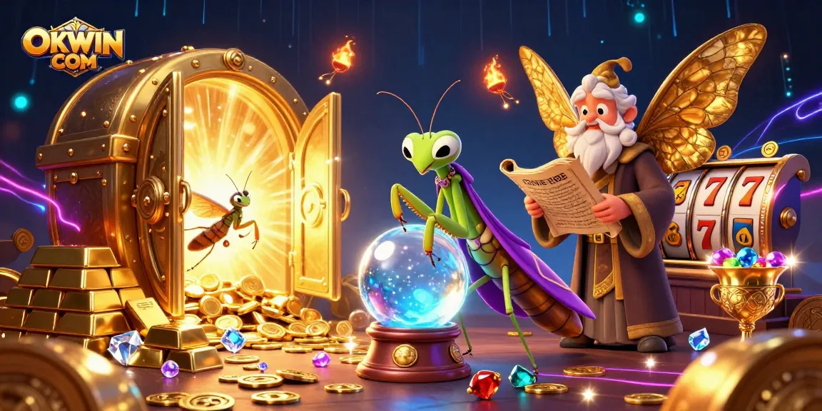 Engage with the vibrant world of OKWIN COM, showcasing dynamic casino characters and elements.