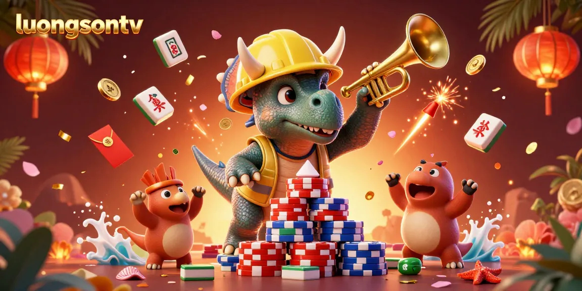 Experience live sports action with Luongsontv, featuring vibrant scenes of celebration and dynamic gaming elements.